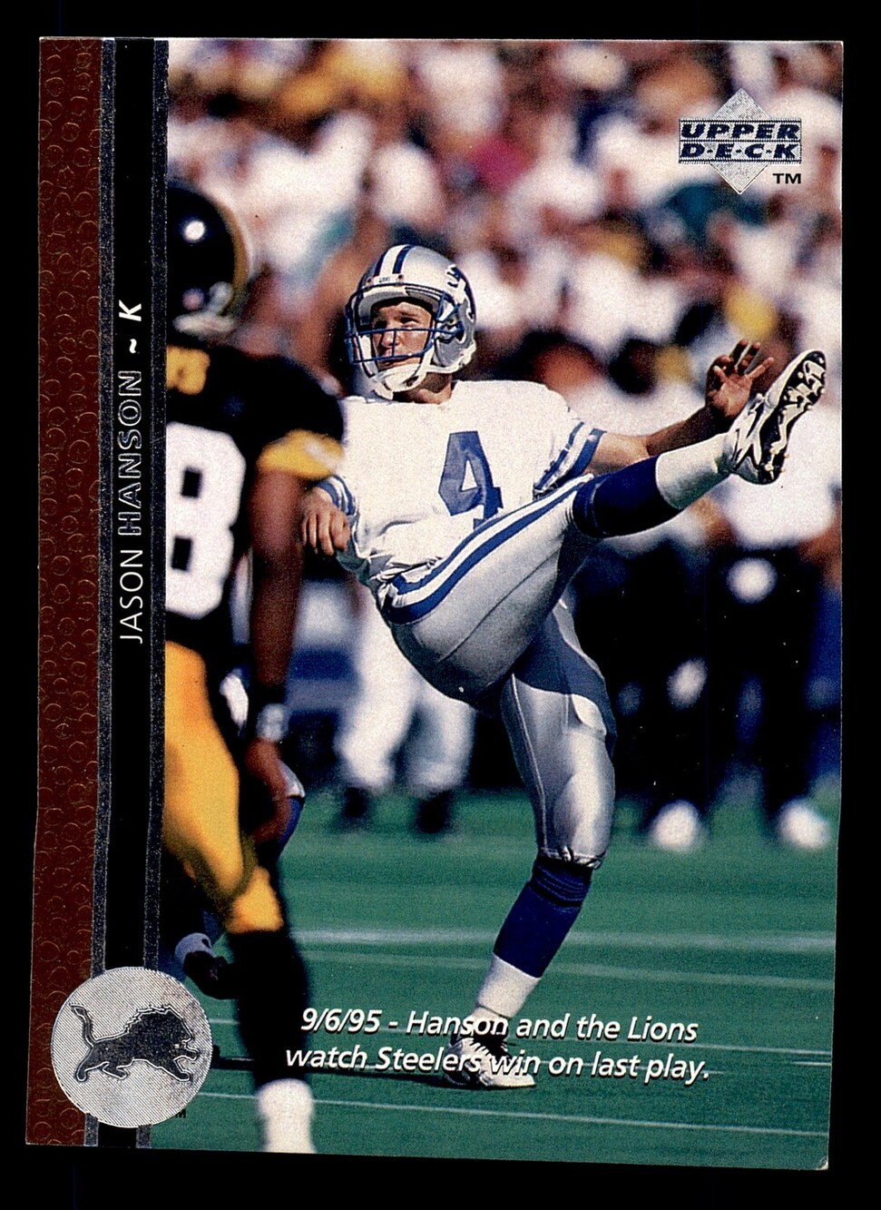 1996 Upper Deck #220 Jason Hanson Football Card Detroit Lions